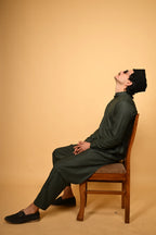 bottle green  jackan winter kameez shalwaar for men