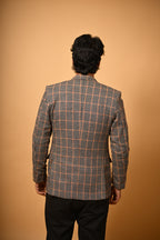 brown black glen check winter blazer for men