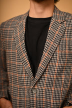brown black glen check winter blazer for men