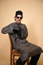baraqah brown lined pheran for men 