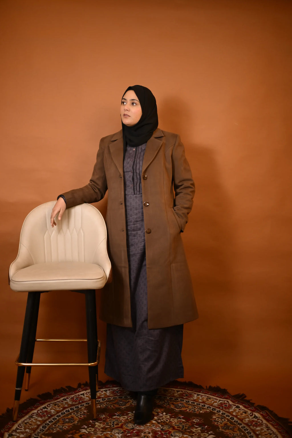 baraqah brown winter overcoat for women