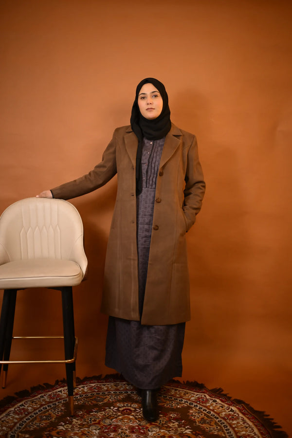 baraqah brown winter overcoat for women
