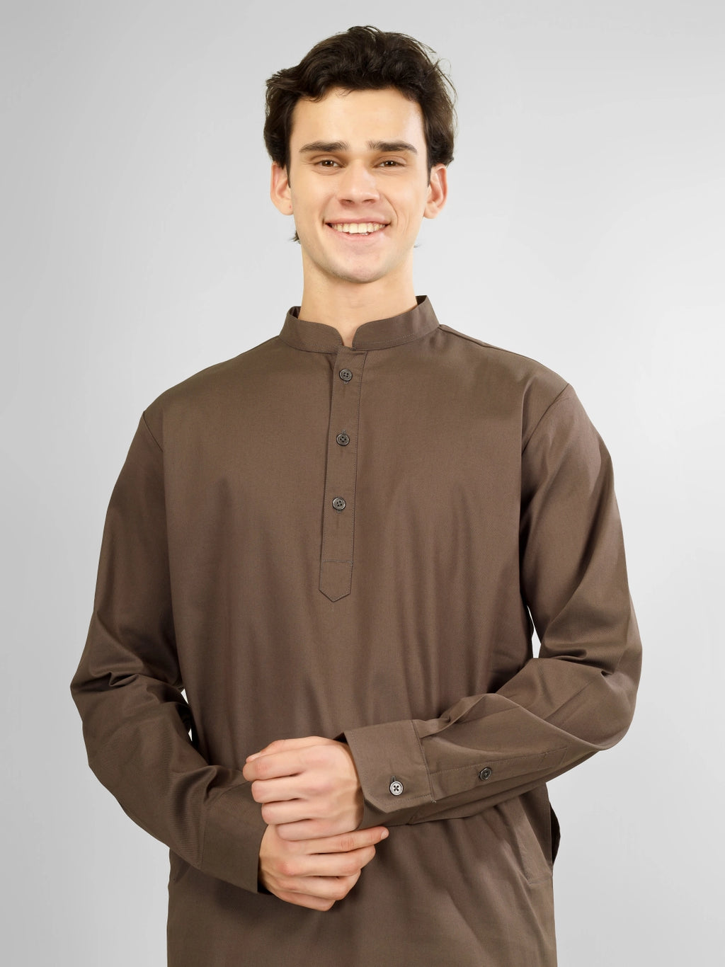 brown stretch kameez shalwaar for men 
