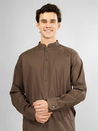 brown stretch kameez shalwaar for men 