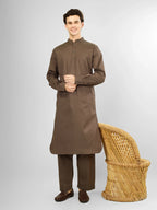 brown stretch kameez shalwaar for men 