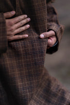baraqah checkered rust brown winter pheran for men
