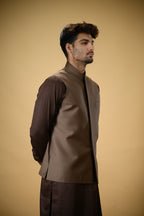 Chocolate Brown Bandgala Waistcoat