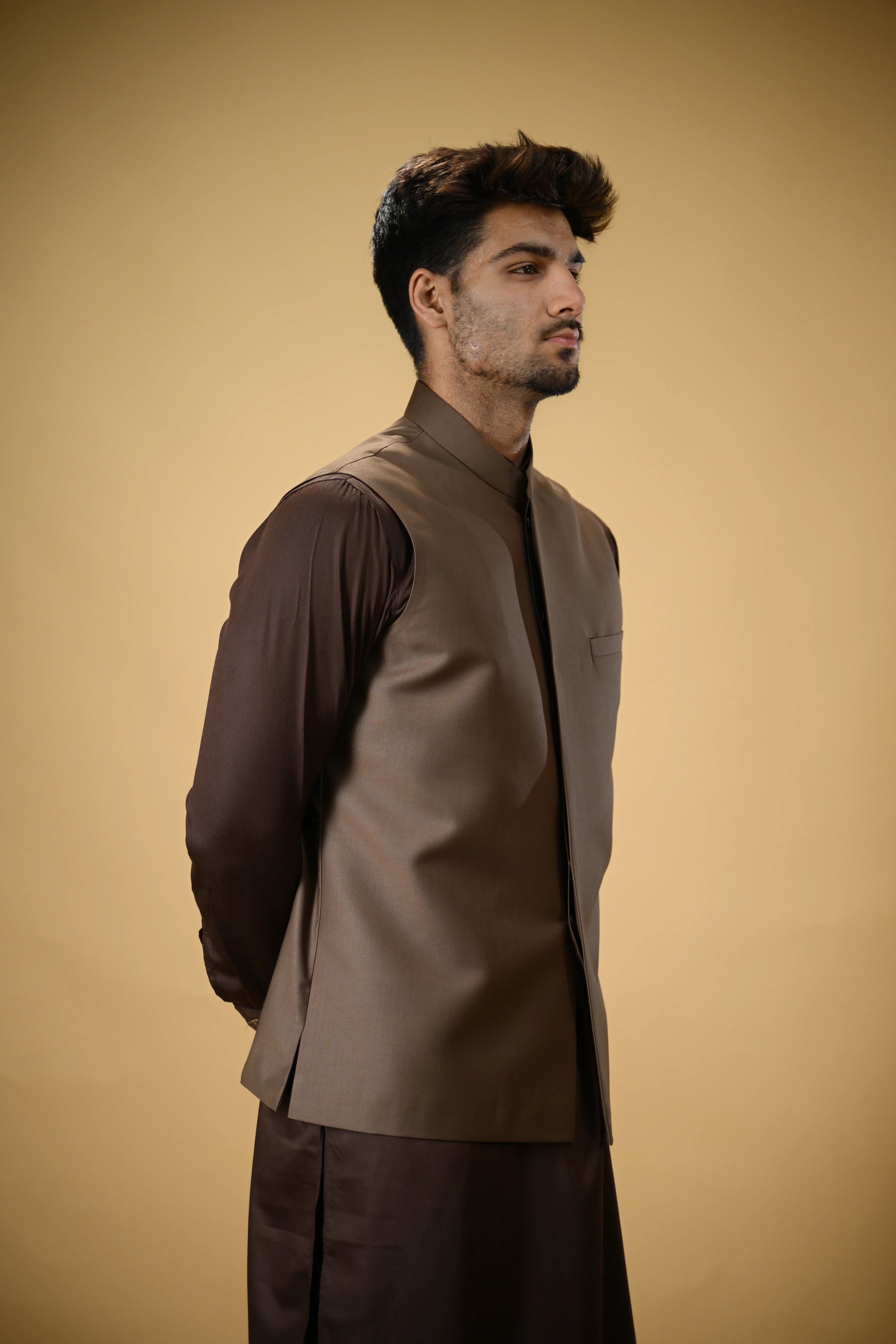 Chocolate Brown Bandgala Waistcoat