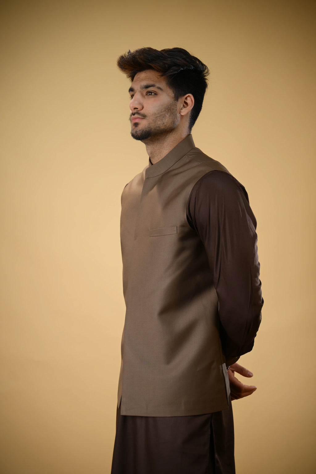 Chocolate Brown Bandgala Waistcoat