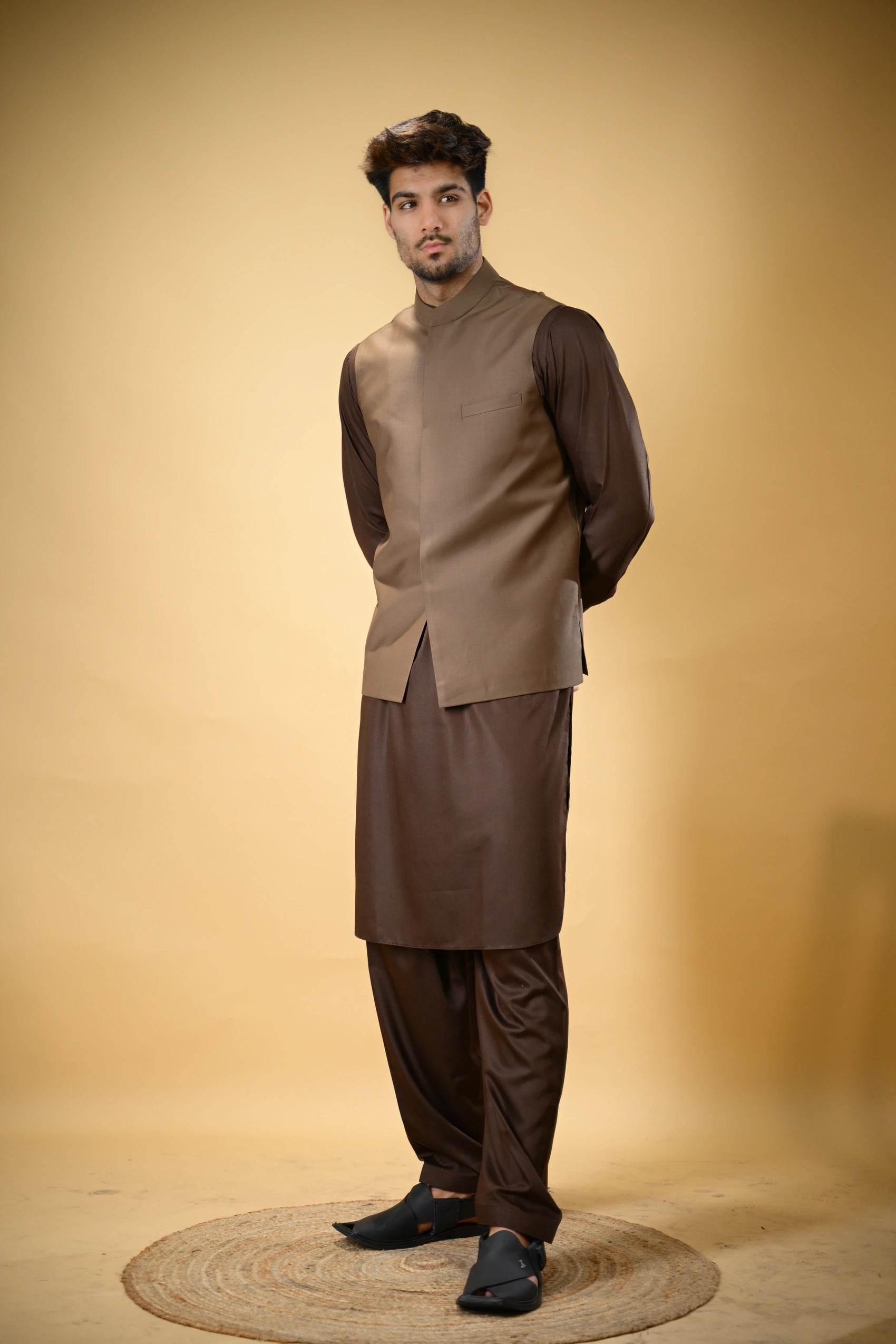 Chocolate Brown Bandgala Waistcoat