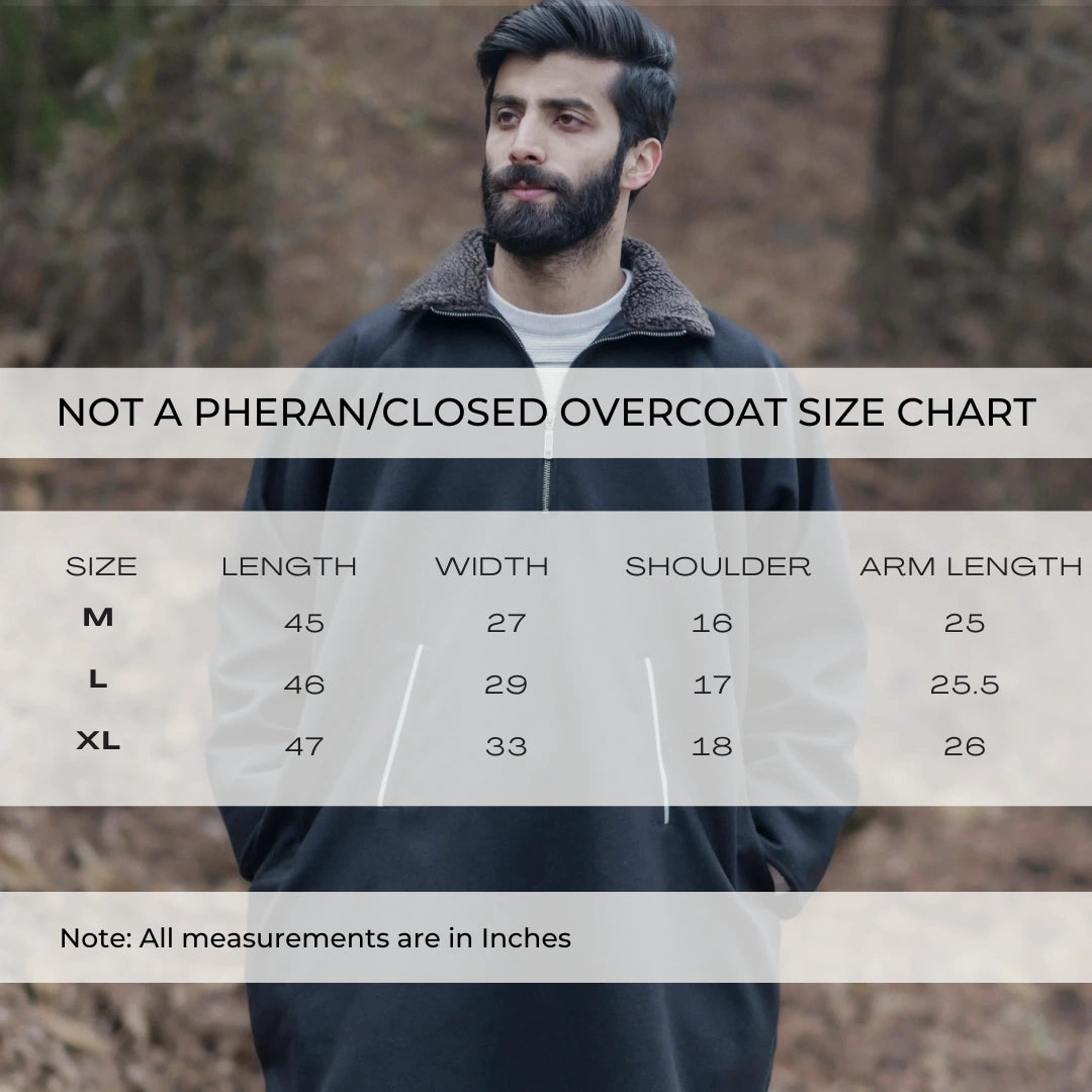 baraqah closed overcoat size chart