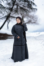 baraqah cobalt checkered winter abaya for women 