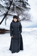 baraqah cobalt checkered winter abaya for women 
