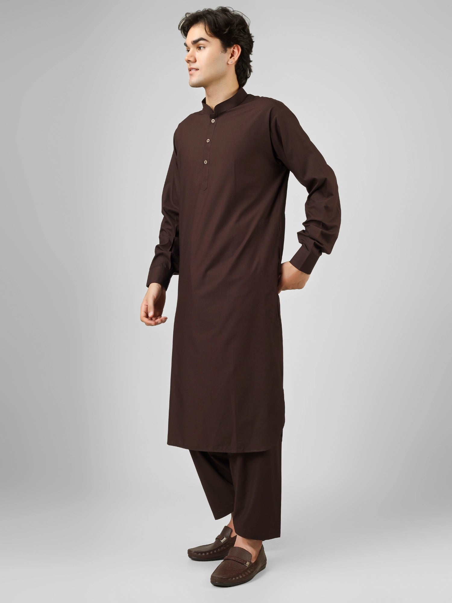 coffee brown color kameez shalwaar for men 