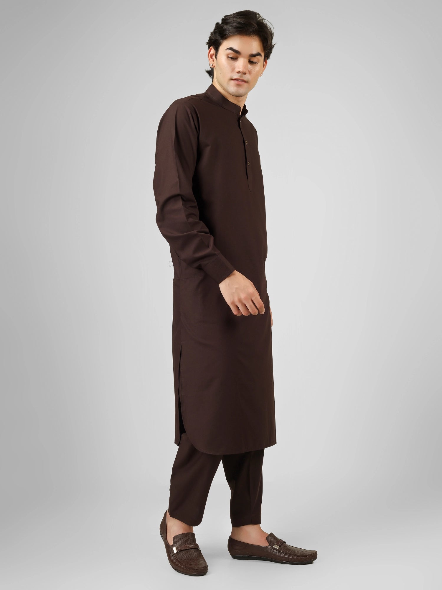 coffee brown color kameez shalwaar for men 