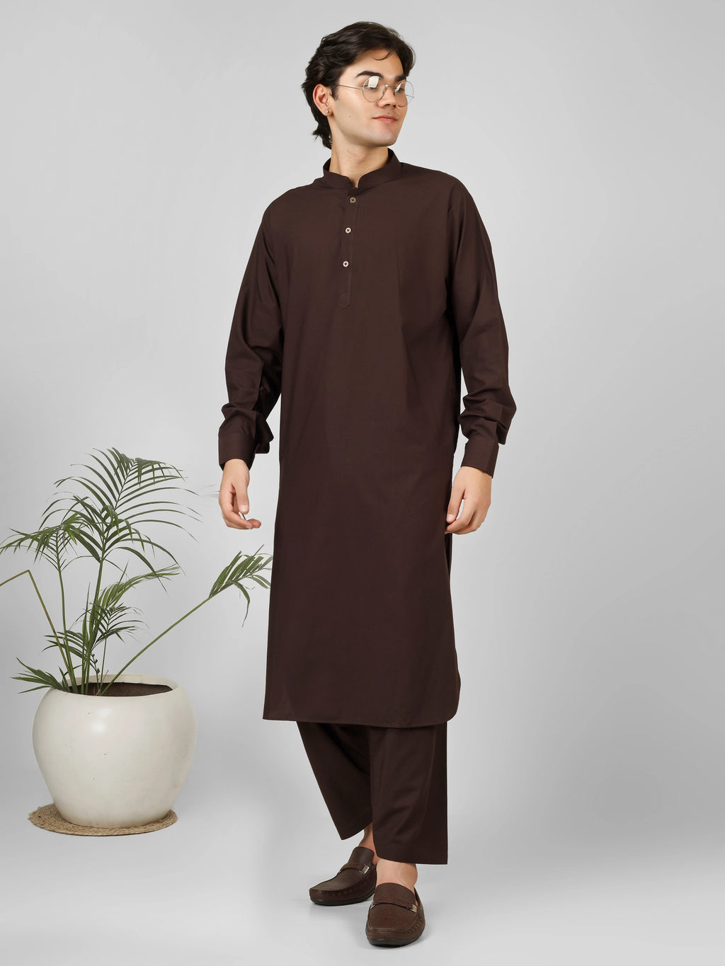 coffee brown color kameez shalwaar for men 