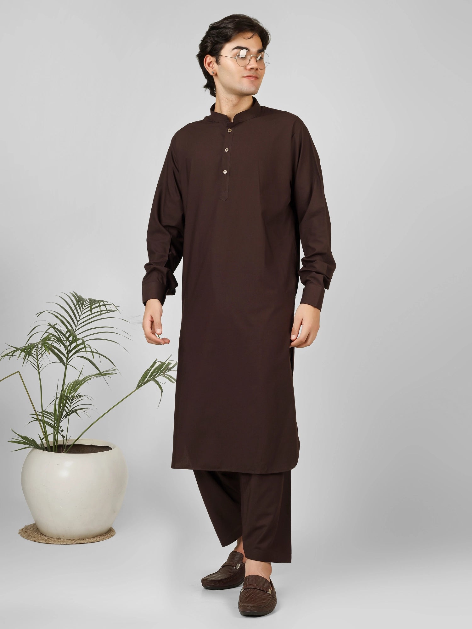 coffee brown color kameez shalwaar for men 