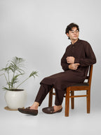 coffee brown color kameez shalwaar for men 