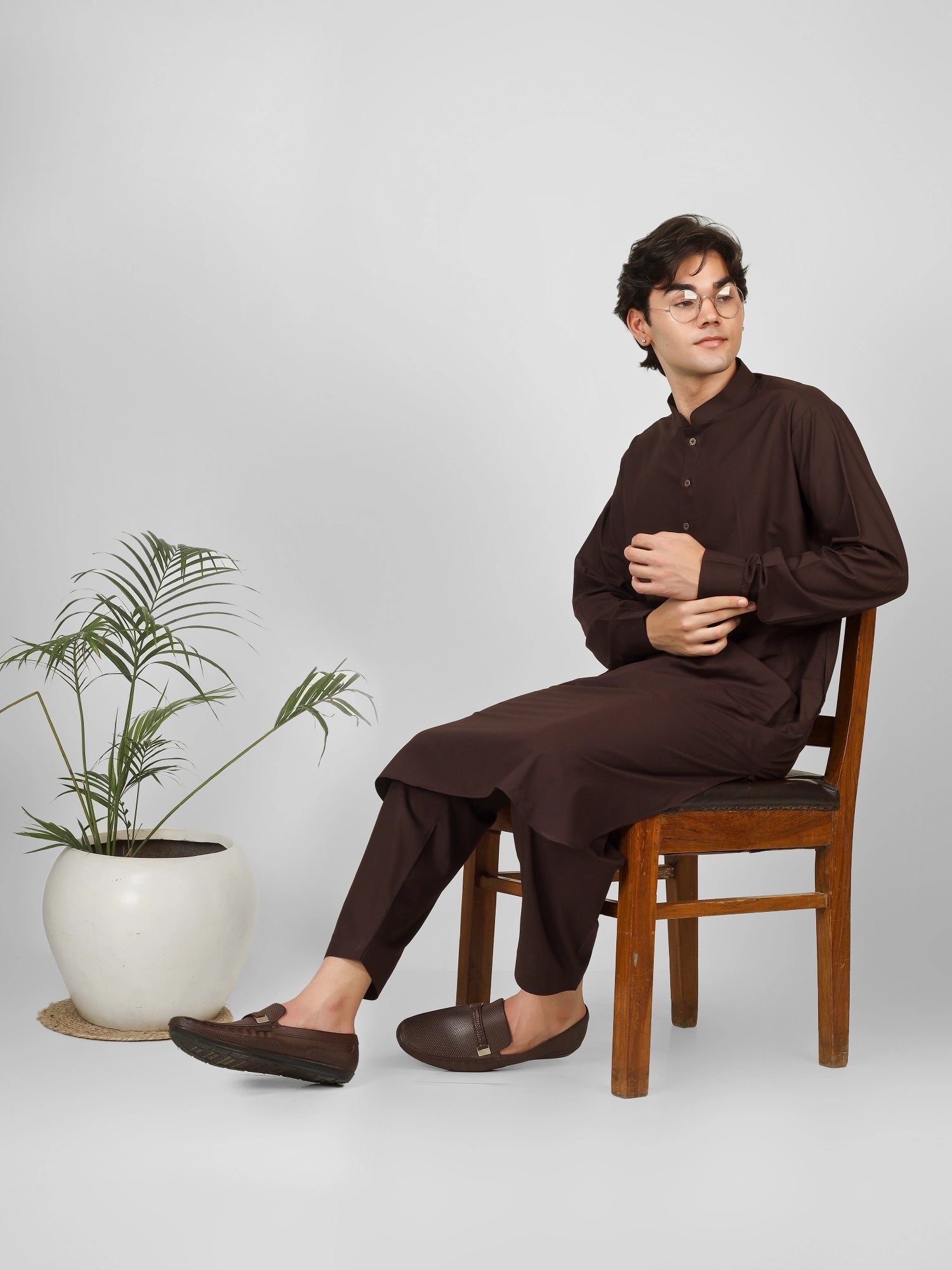 coffee brown color kameez shalwaar for men 