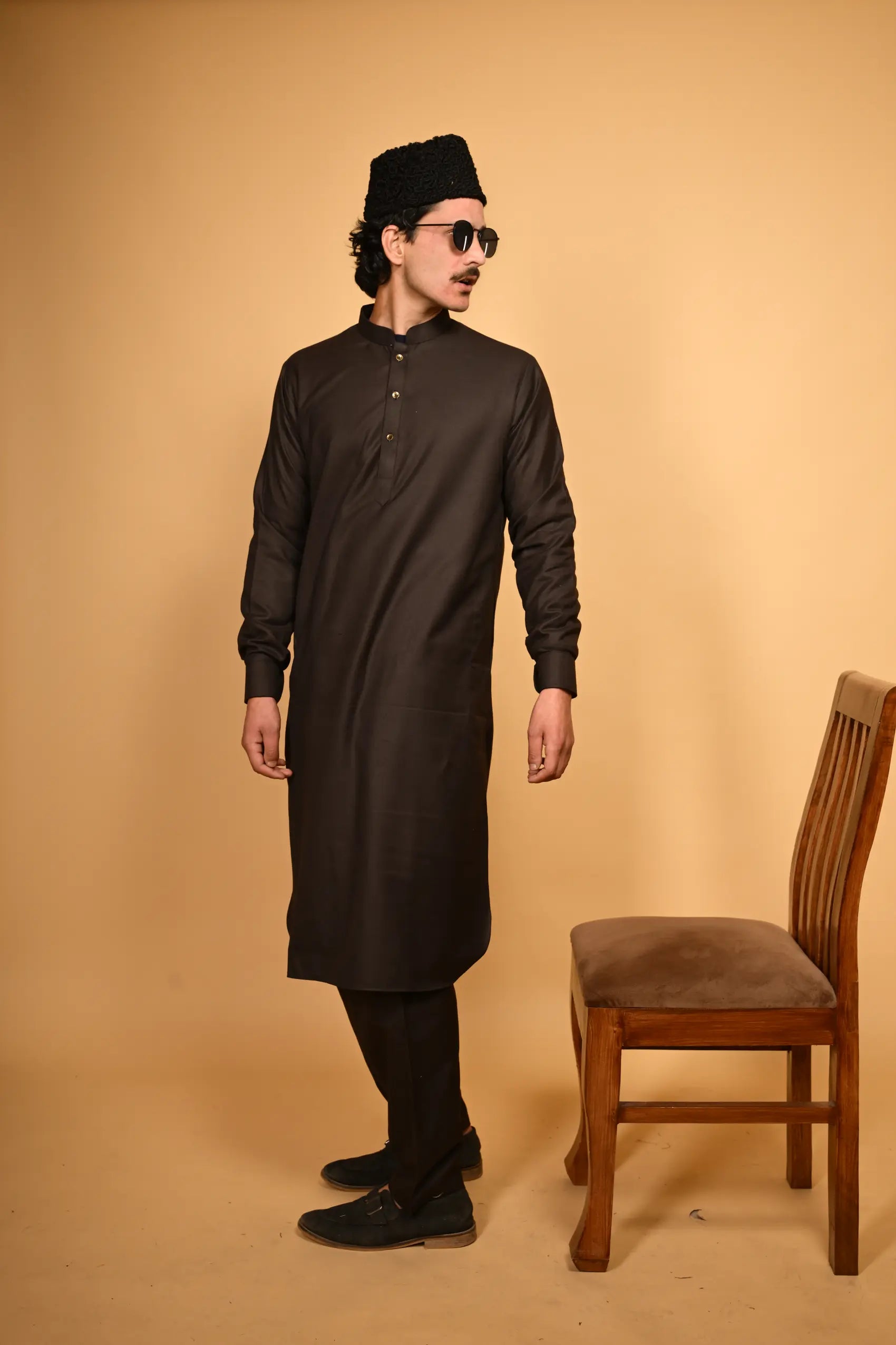 coffee brown pre winter tamtadu kameez shalwaar for men 
