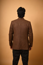 coffee brown puppytooth check  winter blazer for men
