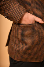 coffee brown puppytooth check  winter blazer for men