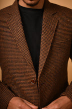coffee brown puppytooth check  winter blazer for men