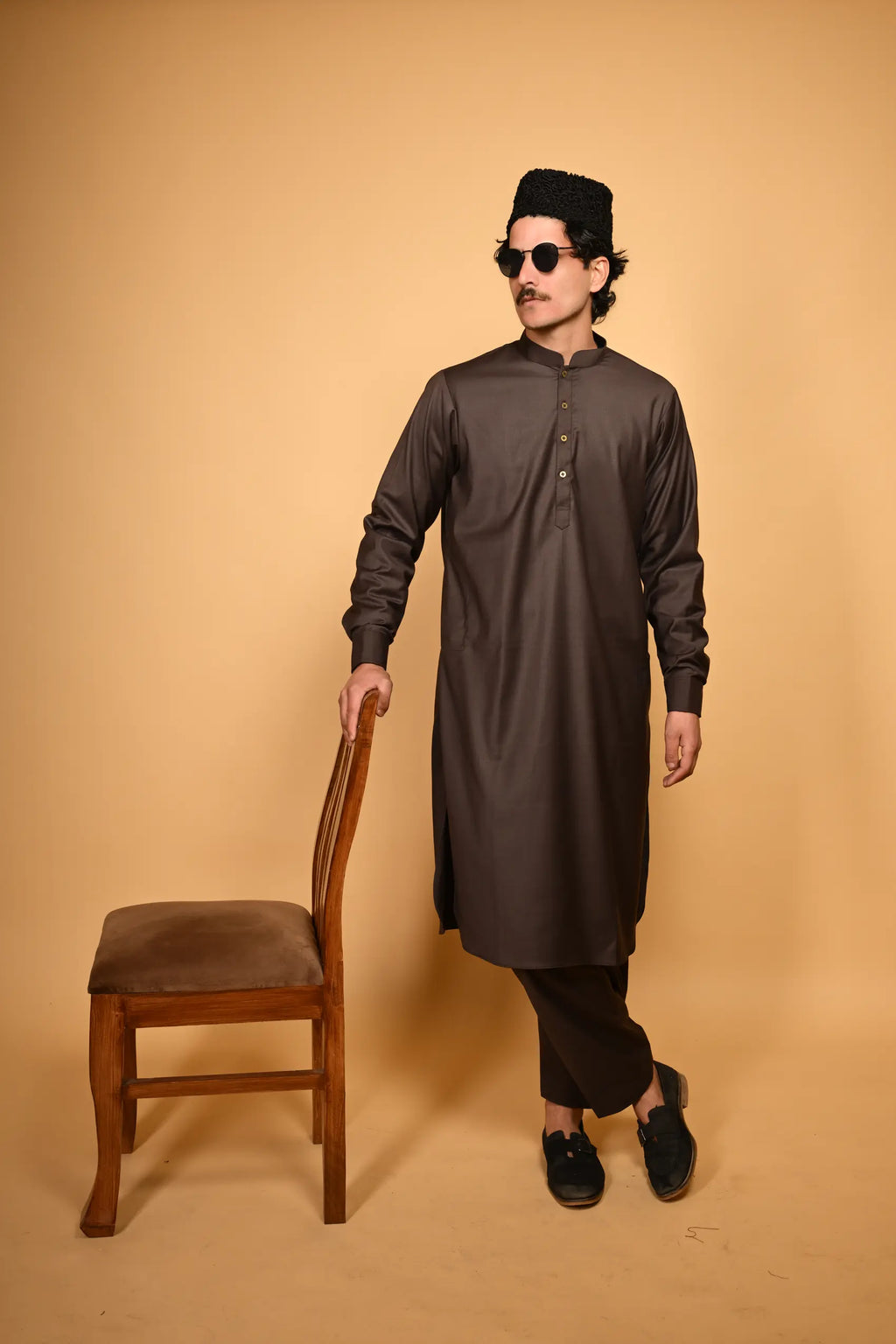 coffeee brown pre winter tamtadu kameez shalwar for men 