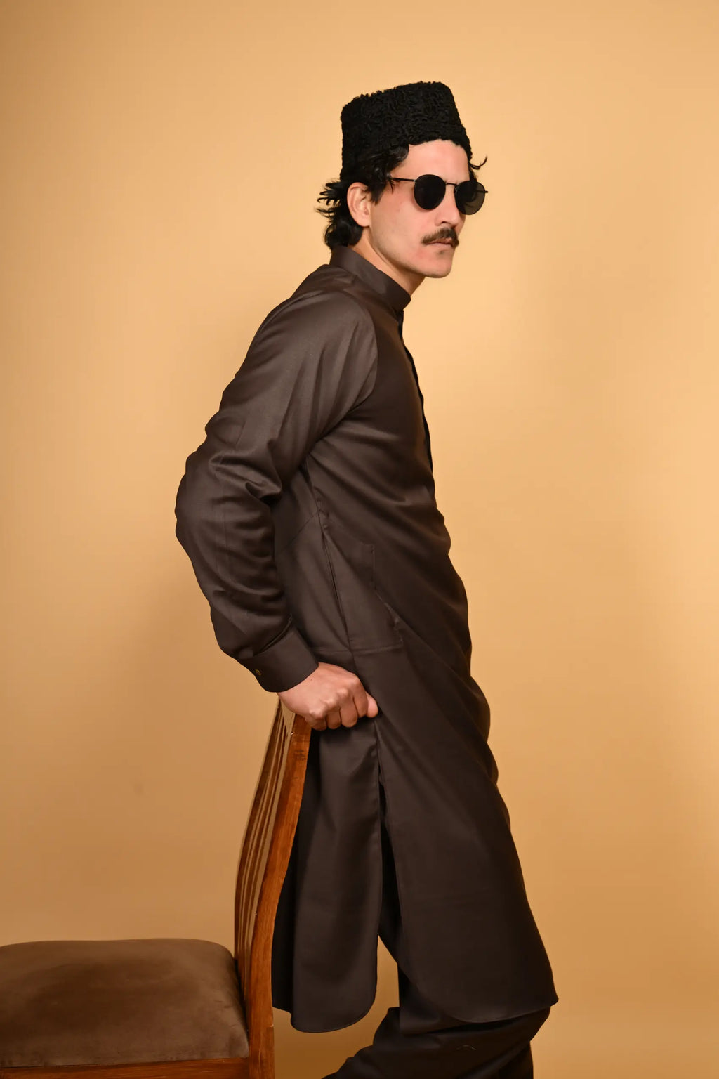 coffeee brown pre winter tamtadu kameez shalwar for men 
