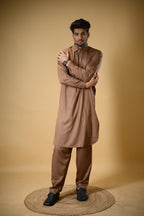 Copper Brown Luma Shirt Collar Kameez Shalwar