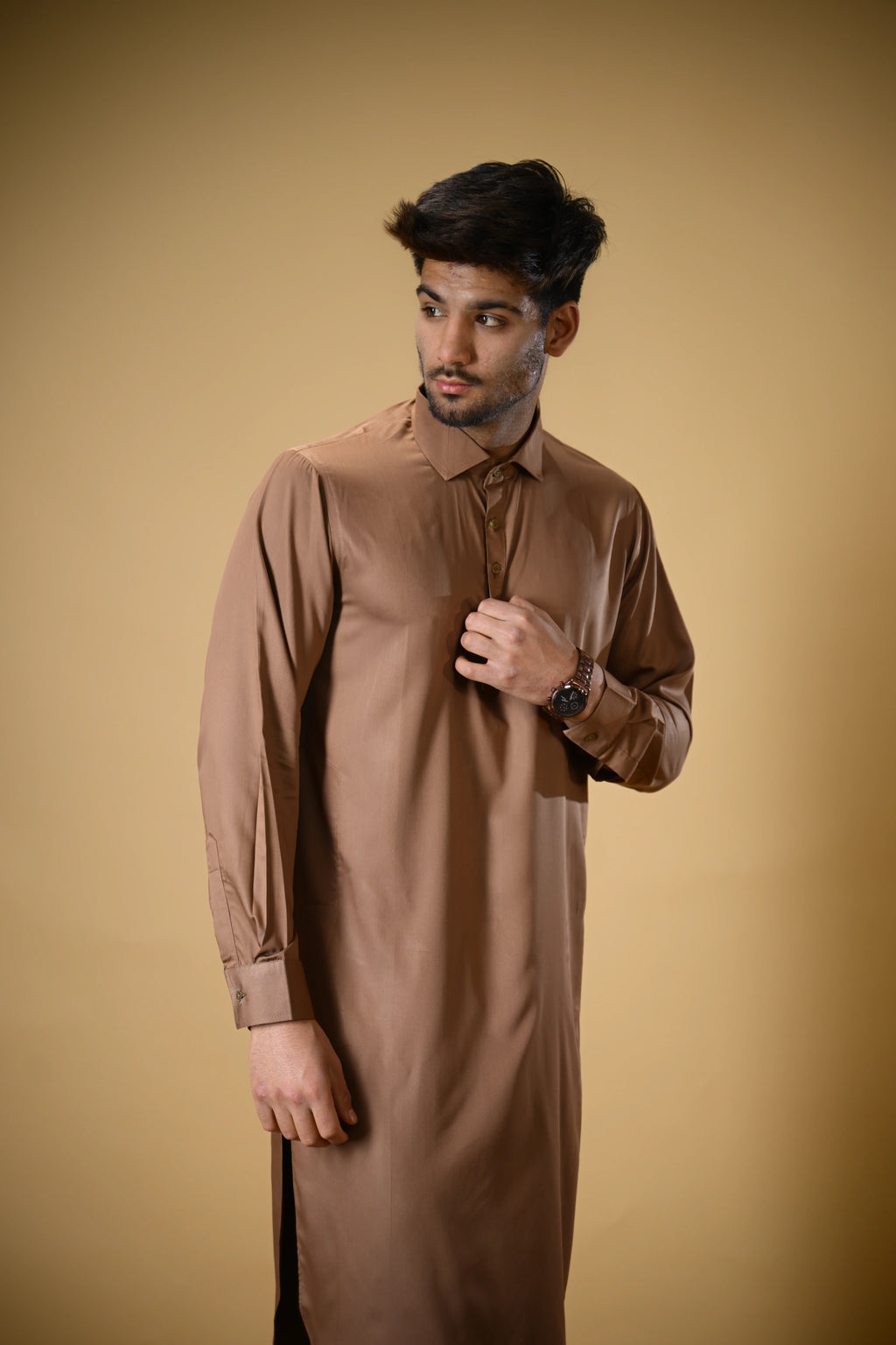 Copper Brown Luma Shirt Collar Kameez Shalwar