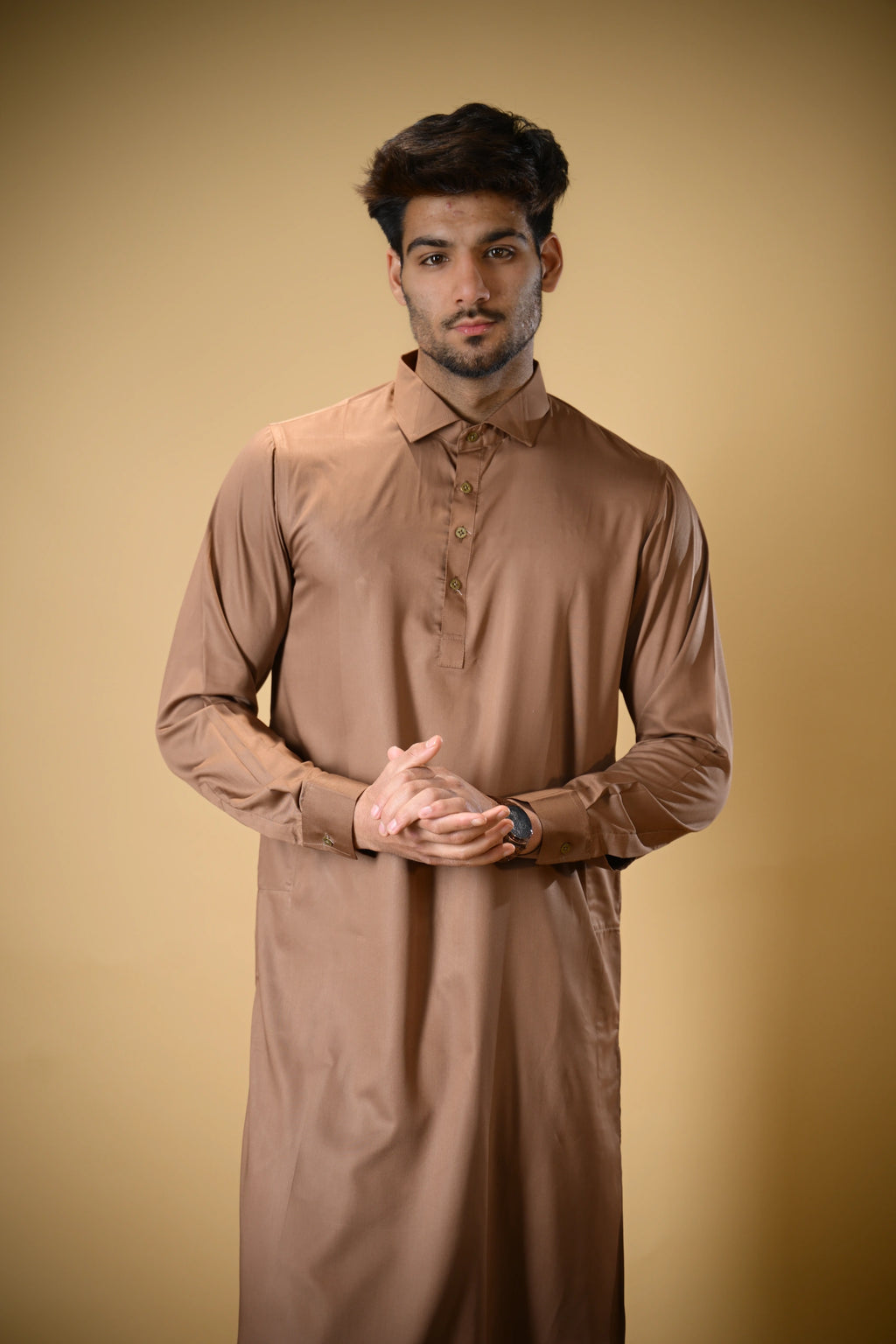Copper Brown Luma Shirt Collar Kameez Shalwar