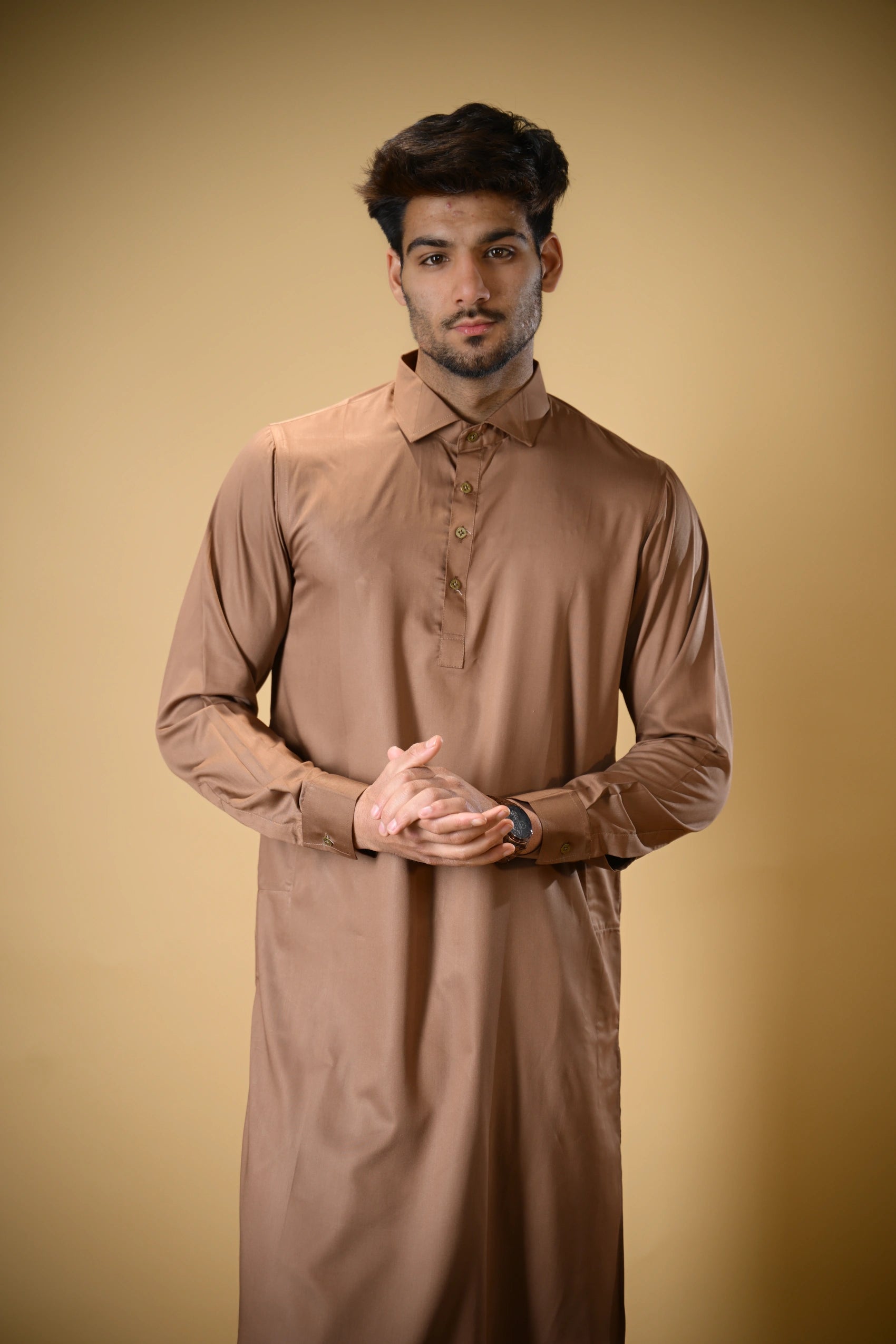 Copper Brown Luma Shirt Collar Kameez Shalwar