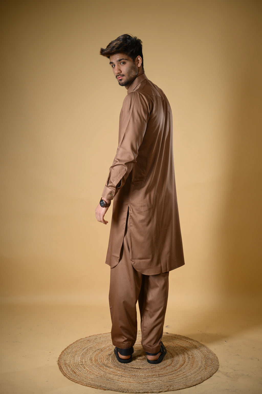 Copper Brown Luma Shirt Collar Kameez Shalwar