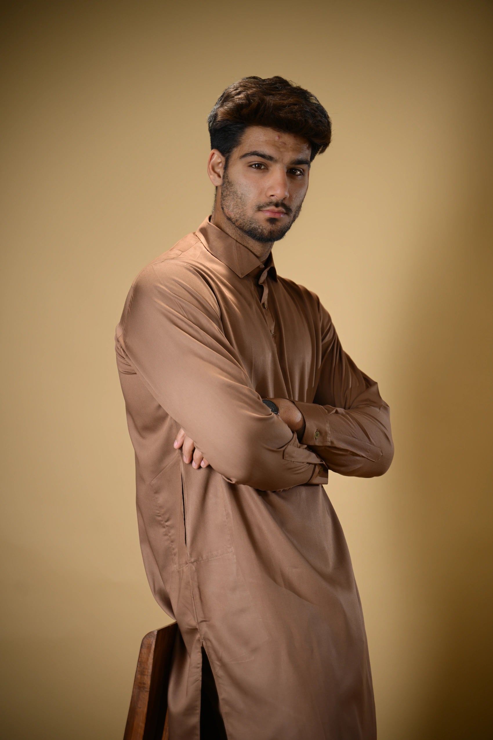 Copper Brown Luma Shirt Collar Kameez Shalwar