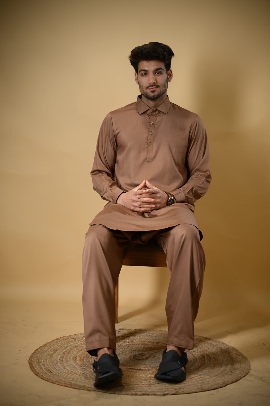 Copper Brown Luma Shirt Collar Kameez Shalwar