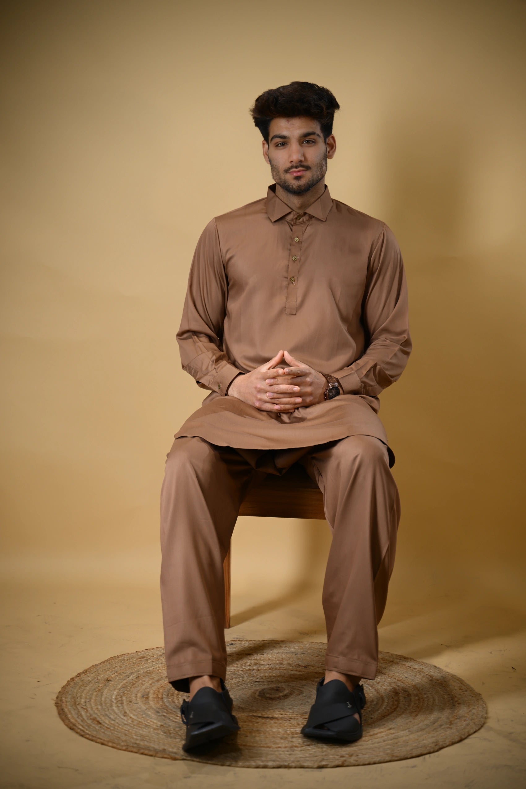 Copper Brown Luma Shirt Collar Kameez Shalwar