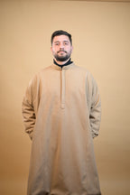 baraqah creme dotted winter pheran for men 