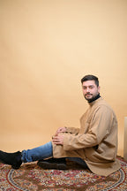 baraqah creme dotted winter pheran for men 