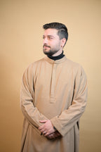 baraqah creme herringbone winter pheran for men 