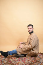baraqah creme herringbone winter pheran for men 