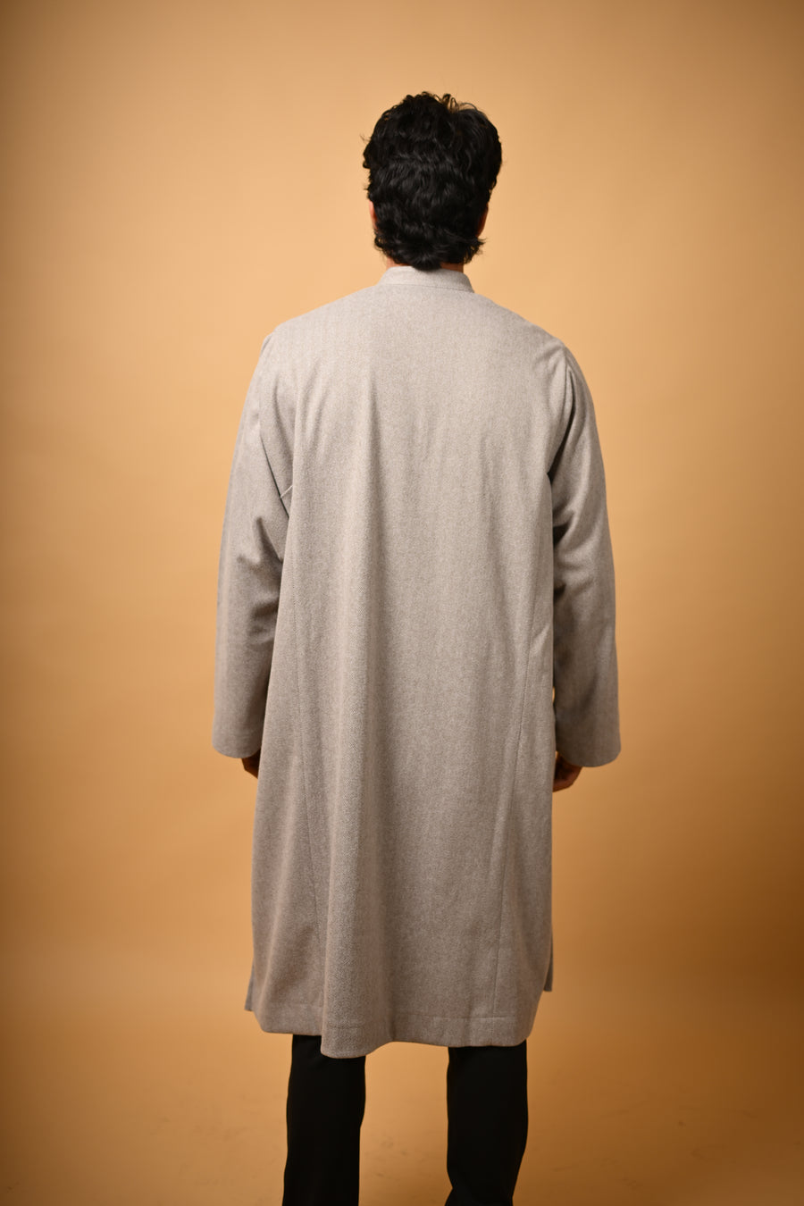 Light Olive Herringbone winter pheran for men 
