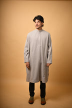 Light Olive Herringbone winter pheran for men 
