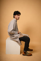 Light Olive Herringbone winter pheran for men 

