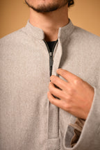 Light Olive Herringbone winter pheran for men 
