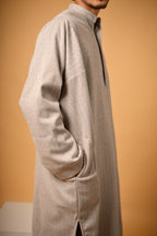 Light Olive Herringbone winter pheran for men 
