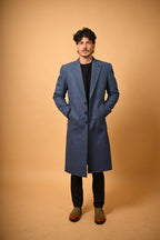 baraqah navy blue winter overcoat for men