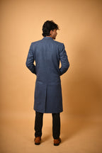 baraqah navy blue winter overcoat for men