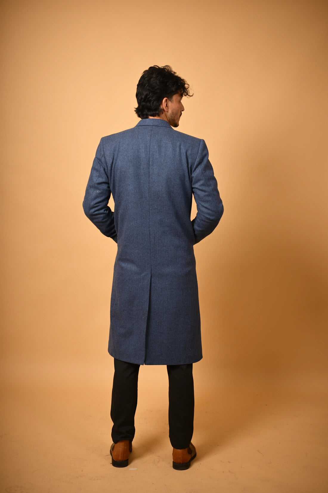 baraqah navy blue winter overcoat for men