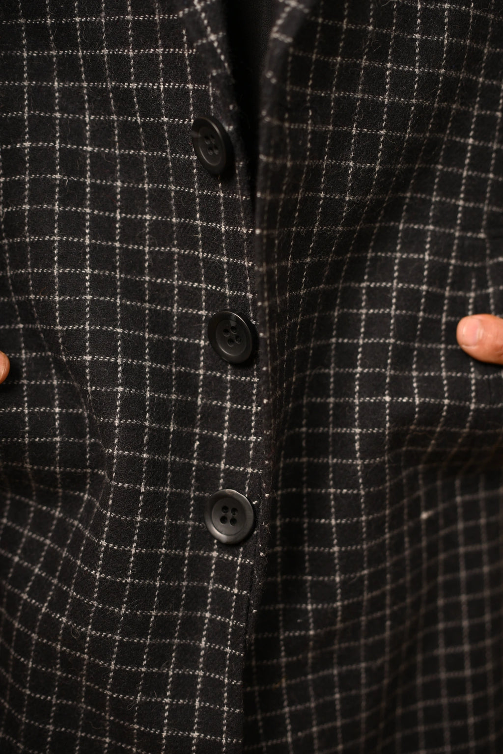 baraqah black with white line check winter overcoat for men